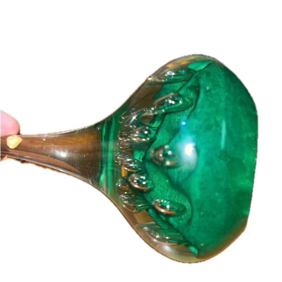 Vintage Murano Green & Blue Bubble Teardrop Glass Art - Picture 4 of 7